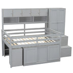 Cama Alta de Madera Tamaño Completo, Gran Almacenamiento con Escritorio Debajo de la Cama, con Cajones, con Estantes