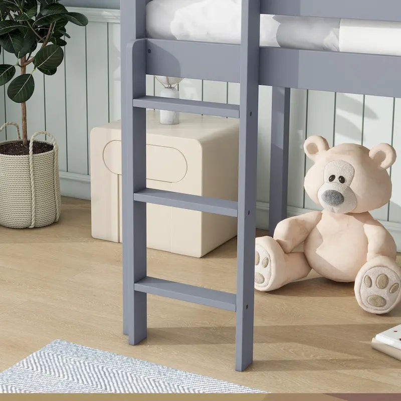 Twin Loft Bed with Slide and Low-Profile Design