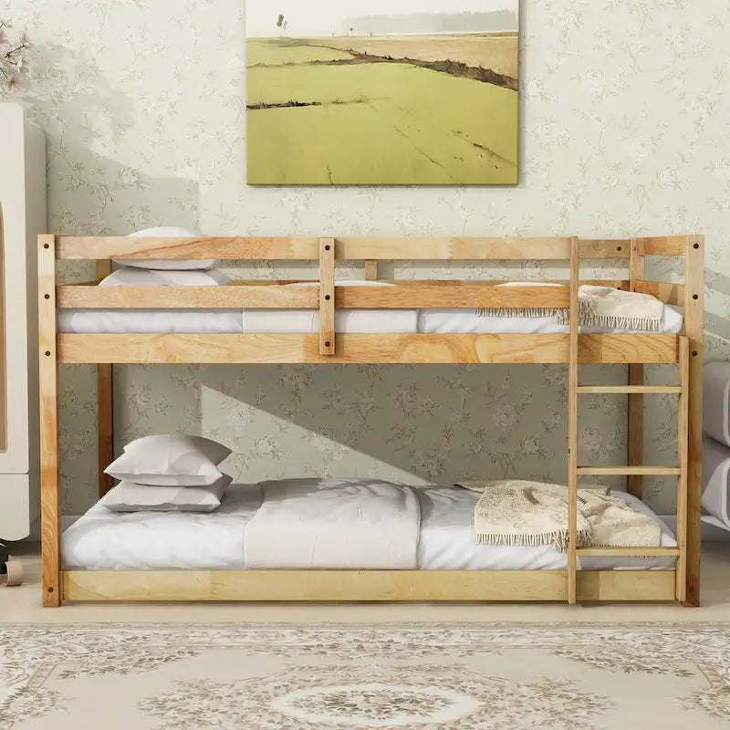 Litera doble tipo loft con dos plataformas de 13 listones y diseño de perfil bajo