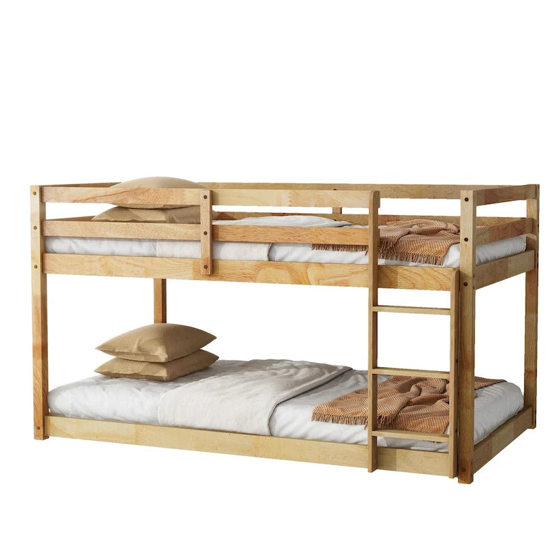 Litera doble tipo loft con dos plataformas de 13 listones y diseño de perfil bajo