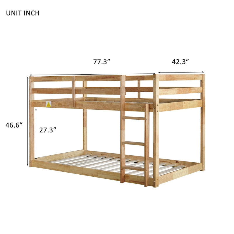 Litera doble tipo loft con dos plataformas de 13 listones y diseño de perfil bajo