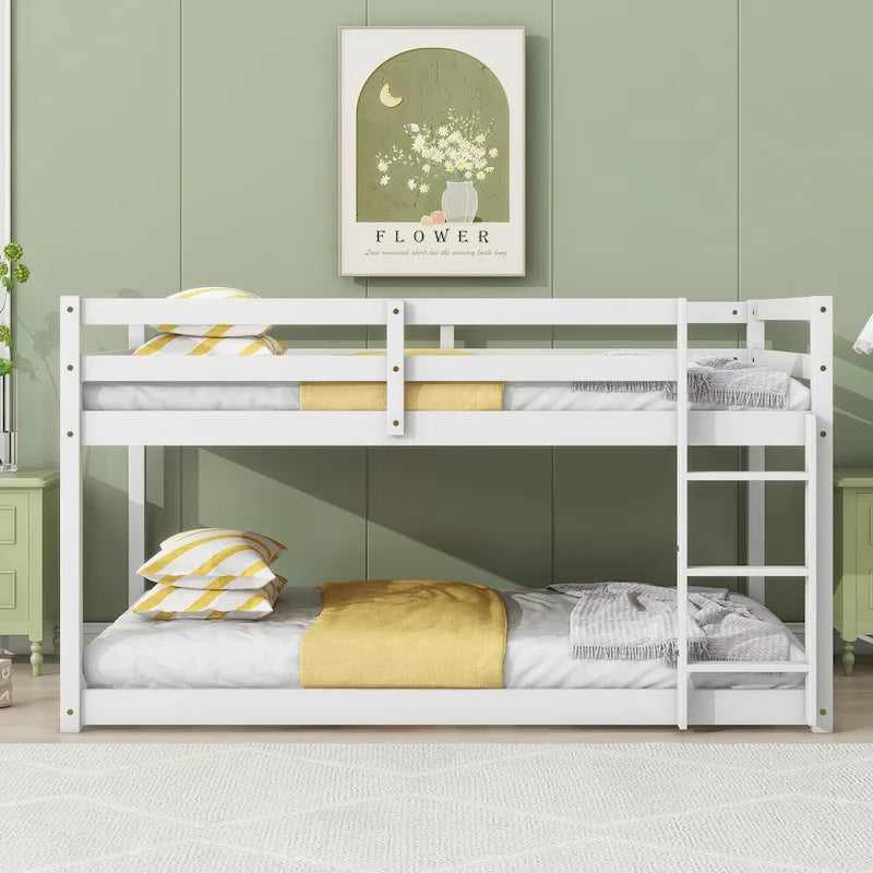 Litera doble tipo loft con dos plataformas de 13 listones y diseño de perfil bajo