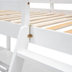 Litera alta de madera con forma de L, tamaño doble, con escalera, 2 escritorios integrados en forma de L