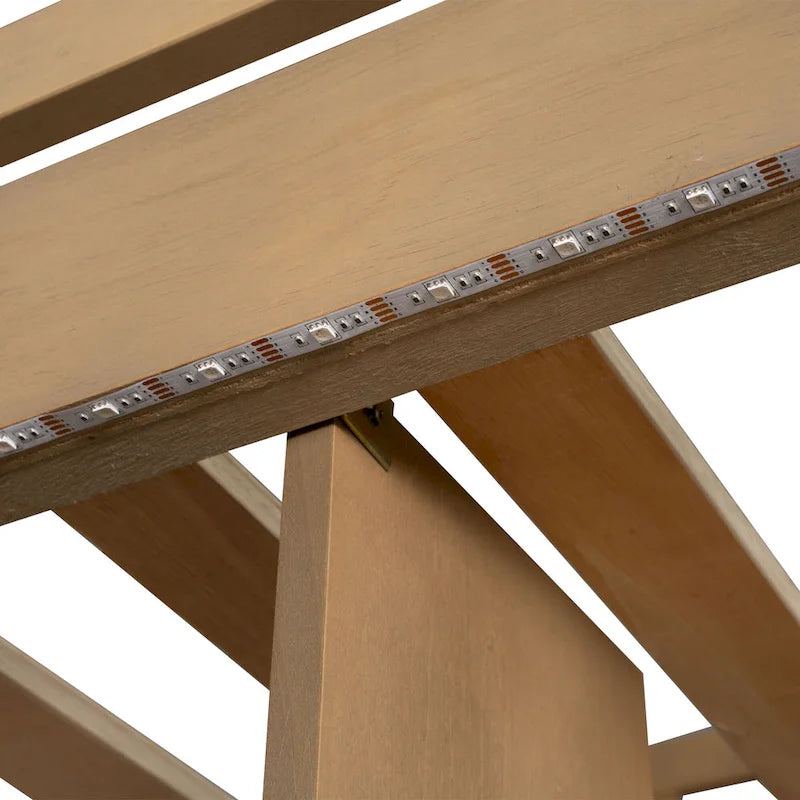 Cama alta doble de madera con escritorio integrado, LED, estantes de almacenamiento, armarios y escalera, blanca