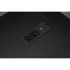 Cama alta de metal para videojuegos con estación de trabajo integrada, armario abierto, luces LED y almacenamiento múltiple, tamaño matrimonial, color negro