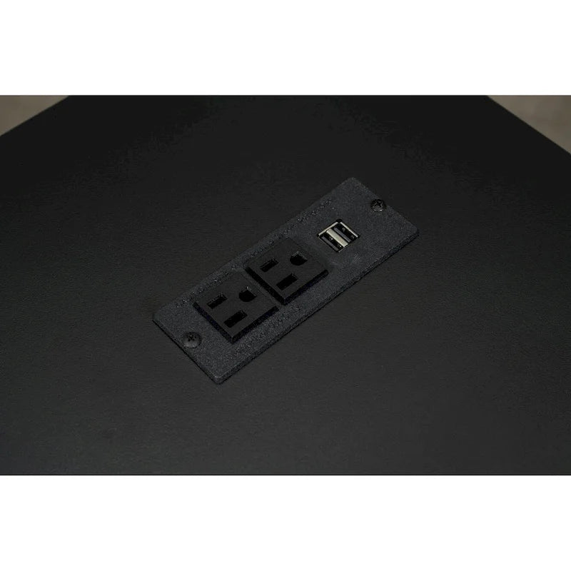 Cama alta de metal para videojuegos con estación de trabajo integrada, armario abierto, luces LED y almacenamiento múltiple, tamaño matrimonial, color negro