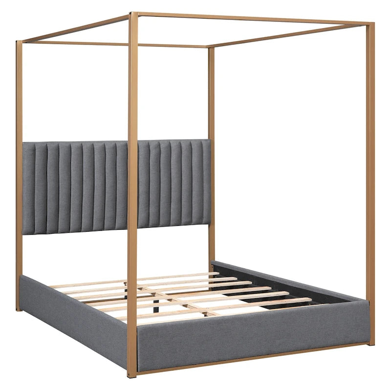 Cama alta de metal de tamaño completo con estantes de almacenamiento, armarios y guardarropa, marco de cama de metal para niños, no necesita somier
