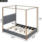 Cama alta de metal de tamaño completo con estantes de almacenamiento, armarios y guardarropa, marco de cama de metal para niños, no necesita somier