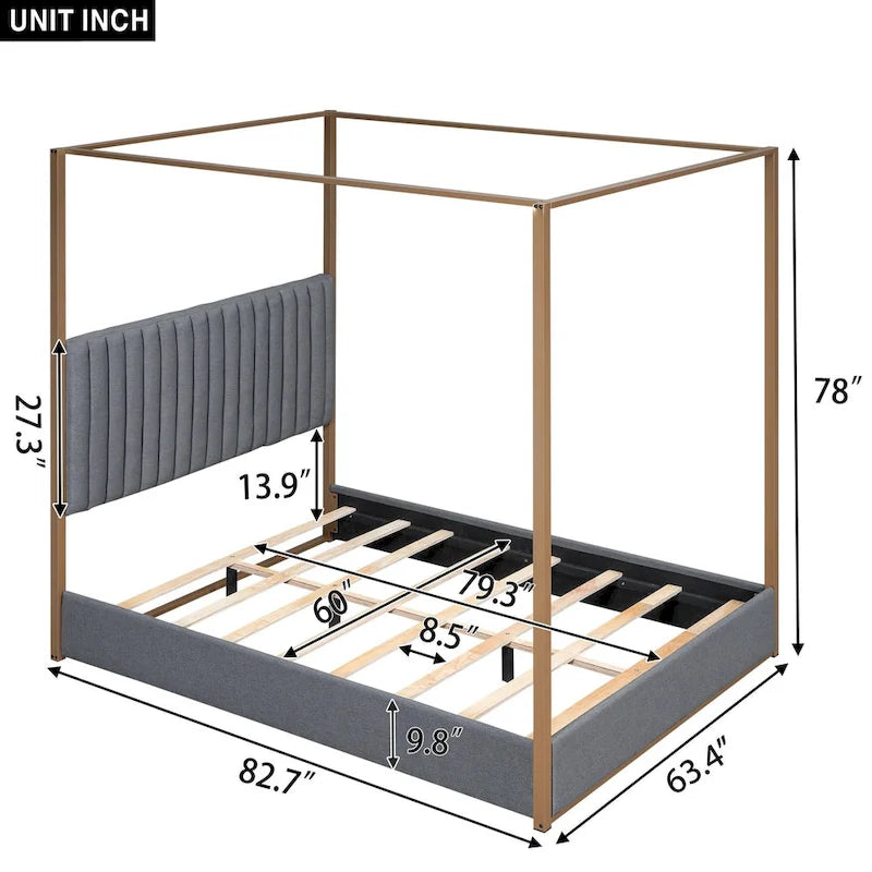 Cama alta de metal de tamaño completo con estantes de almacenamiento, armarios y guardarropa, marco de cama de metal para niños, no necesita somier