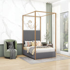 Cama alta de metal de tamaño completo con estantes de almacenamiento, armarios y guardarropa, marco de cama de metal para niños, no necesita somier