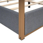 Cama alta de metal de tamaño completo con estantes de almacenamiento, armarios y guardarropa, marco de cama de metal para niños, no necesita somier