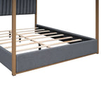 Cama alta de metal de tamaño completo con estantes de almacenamiento, armarios y guardarropa, marco de cama de metal para niños, no necesita somier