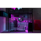 Cama alta metálica de tamaño completo con escritorio y escaleras, estructura de cama alta resistente con luces LED, cama alta de tamaño completo con estantes de almacenamiento para niños