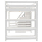 Cama Alta Individual/Matrimonial con Armario Pequeño, Luz LED y Escalera con Almacenamiento, Estructura de Cama Alta de Madera con Estantes de Almacenamiento para Niños