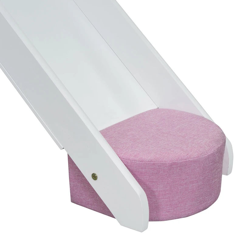 Cama alta doble con tienda de juegos y diseño de casa, capacidad para 113 kg, tobogán y escalera