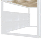 Cama alta doble con tienda de juegos y diseño de casa, capacidad para 113 kg, tobogán y escalera
