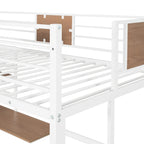 Cama alta metálica individual con escritorio y estantes para niños