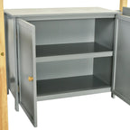 Cama tipo loft de madera maciza gris, tamaño individual, con almacenamiento integrado y escritorio plegable