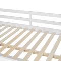 White Full Size Solid Wood Loft Bed with Desk, Blackboard, and Storage