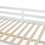 White Full Size Solid Wood Loft Bed with Desk, Blackboard, and Storage