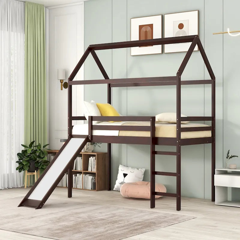 Cama alta Twin Pine con tobogán