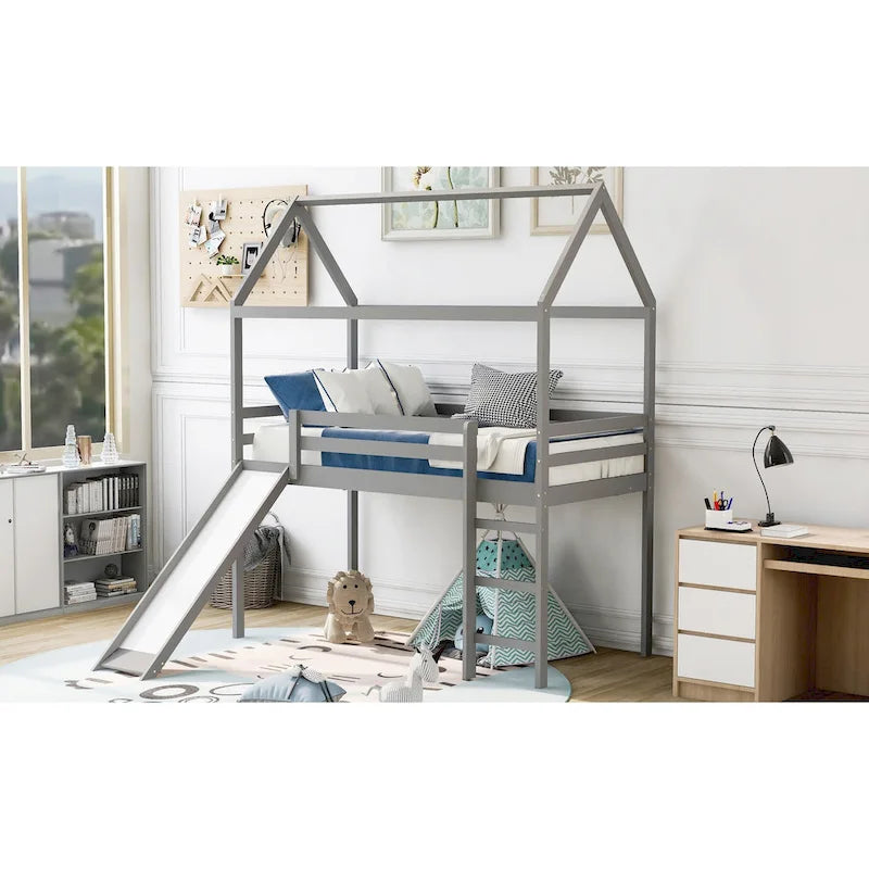 Cama alta Twin Pine con tobogán