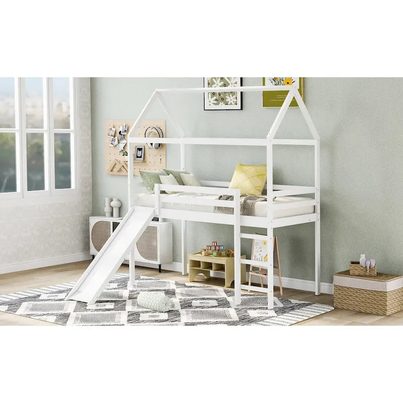 Cama alta Twin Pine con tobogán