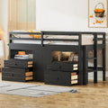 Cama alta de madera maciza Espresso Twin con cajones y armario