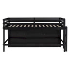 Cama alta de madera maciza Espresso Twin con cajones y armario