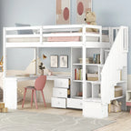 Cama alta Twin Pine con escritorio en forma de L