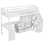 Cama alta Twin Pine con escritorio en forma de L