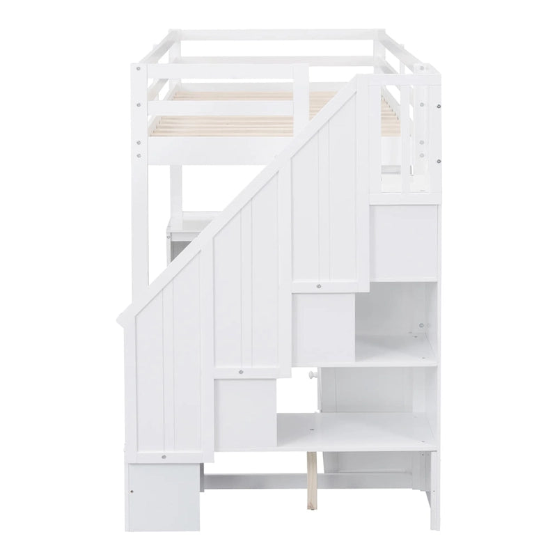 Cama alta Twin Pine con escritorio en forma de L
