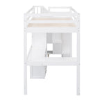 Cama alta Twin Pine con escritorio en forma de L