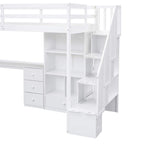 Cama alta Twin Pine con escritorio en forma de L