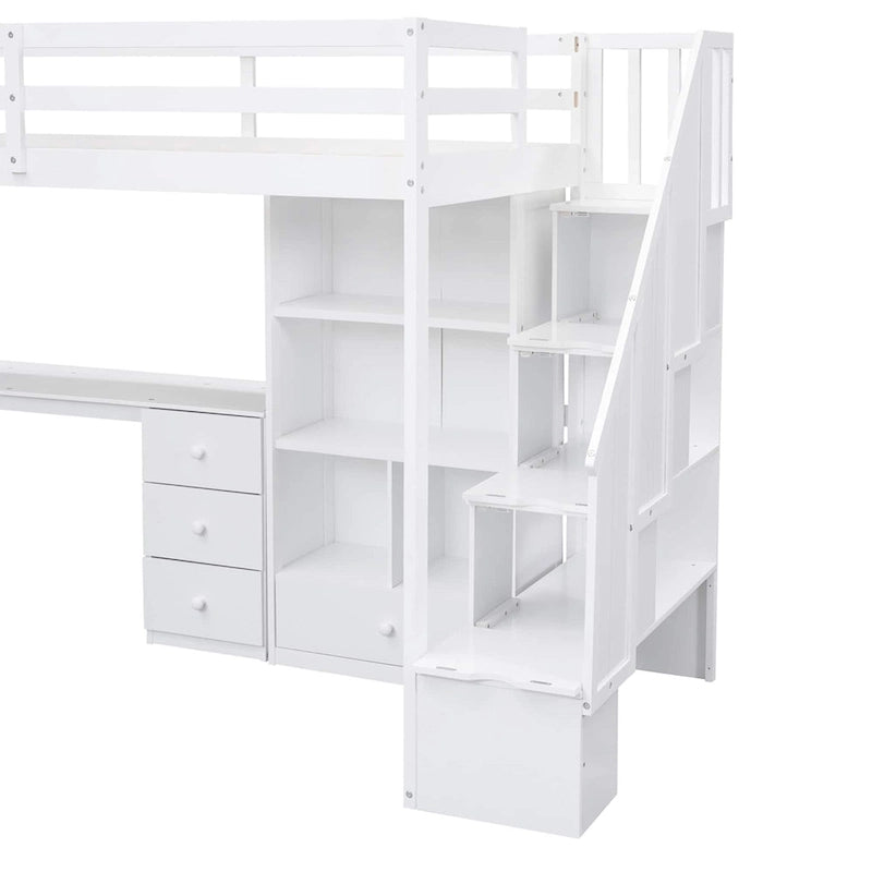 Cama alta Twin Pine con escritorio en forma de L