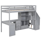Cama alta Twin Pine con escritorio en forma de L