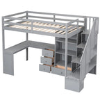 Cama alta Twin Pine con escritorio en forma de L
