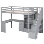 Cama alta Twin Pine con escritorio en forma de L