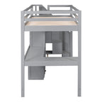 Cama alta Twin Pine con escritorio en forma de L