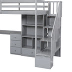 Cama alta Twin Pine con escritorio en forma de L