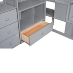 Cama alta Twin Pine con escritorio en forma de L