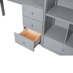 Cama alta Twin Pine con escritorio en forma de L