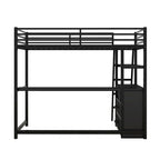 Cama alta moderna de metal y madera gemela