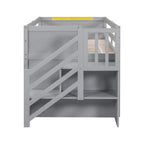 Cama baja tipo loft Twin Pine con escalera de almacenamiento, cajón y estante