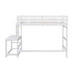 Cama alta alta de madera de pino tamaño Twin con escalera y barandillas