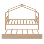 Twin Size Wooden House Bed, Day Bed with Twin Size Trundle