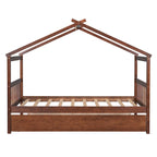 Cama de madera tipo casita, tamaño individual, con nido individual