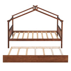 Cama de madera tipo casita, tamaño individual, con nido individual